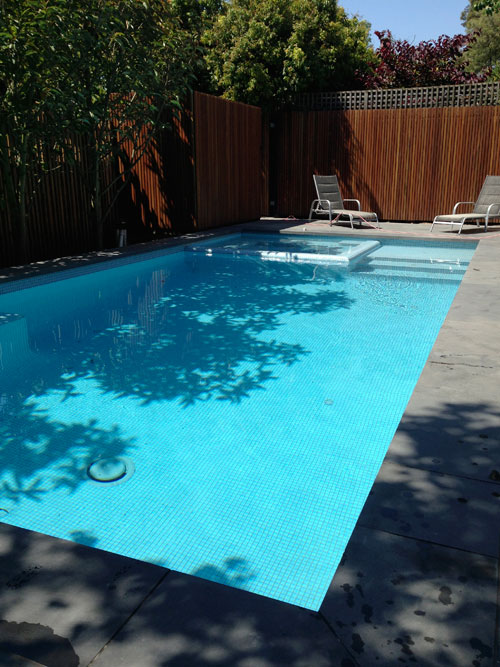 Click to return to the previous page CM129 Ice Blue mosaic pool tile shown in situ